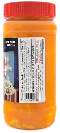 Snappy Butter Flavored Coconut Oil for Home Movie Theater Popcorn, Naturally Colored with Beta Carotene, 15 ounce, Premium Cooking Oil for Snack Preparation