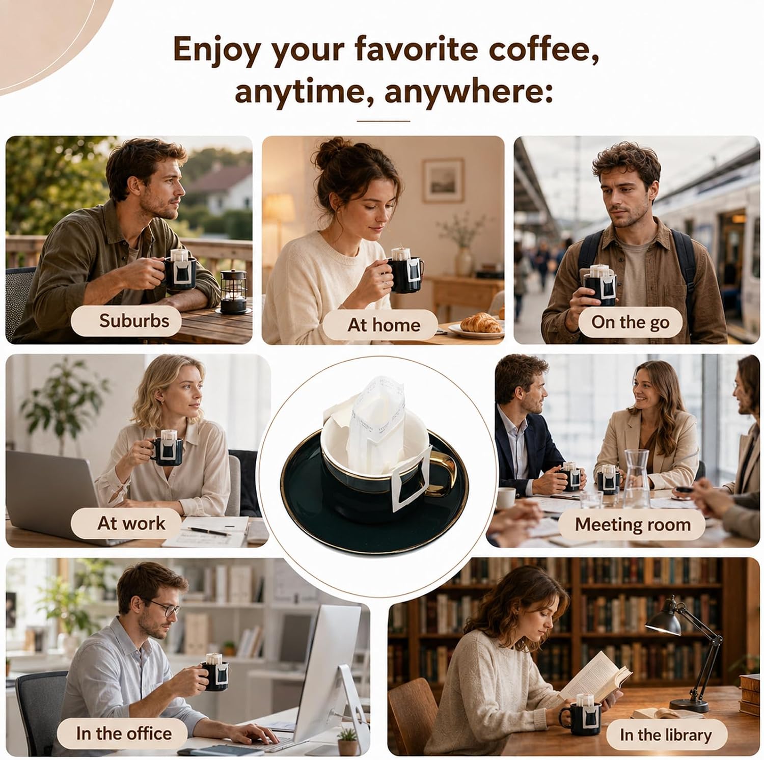 100Pcs Hanging Ear Coffee Filter Bags Portable Disposable Coffee Filters Single Serve Drip Coffees Filter for Home Office Travel Camping Outdoor