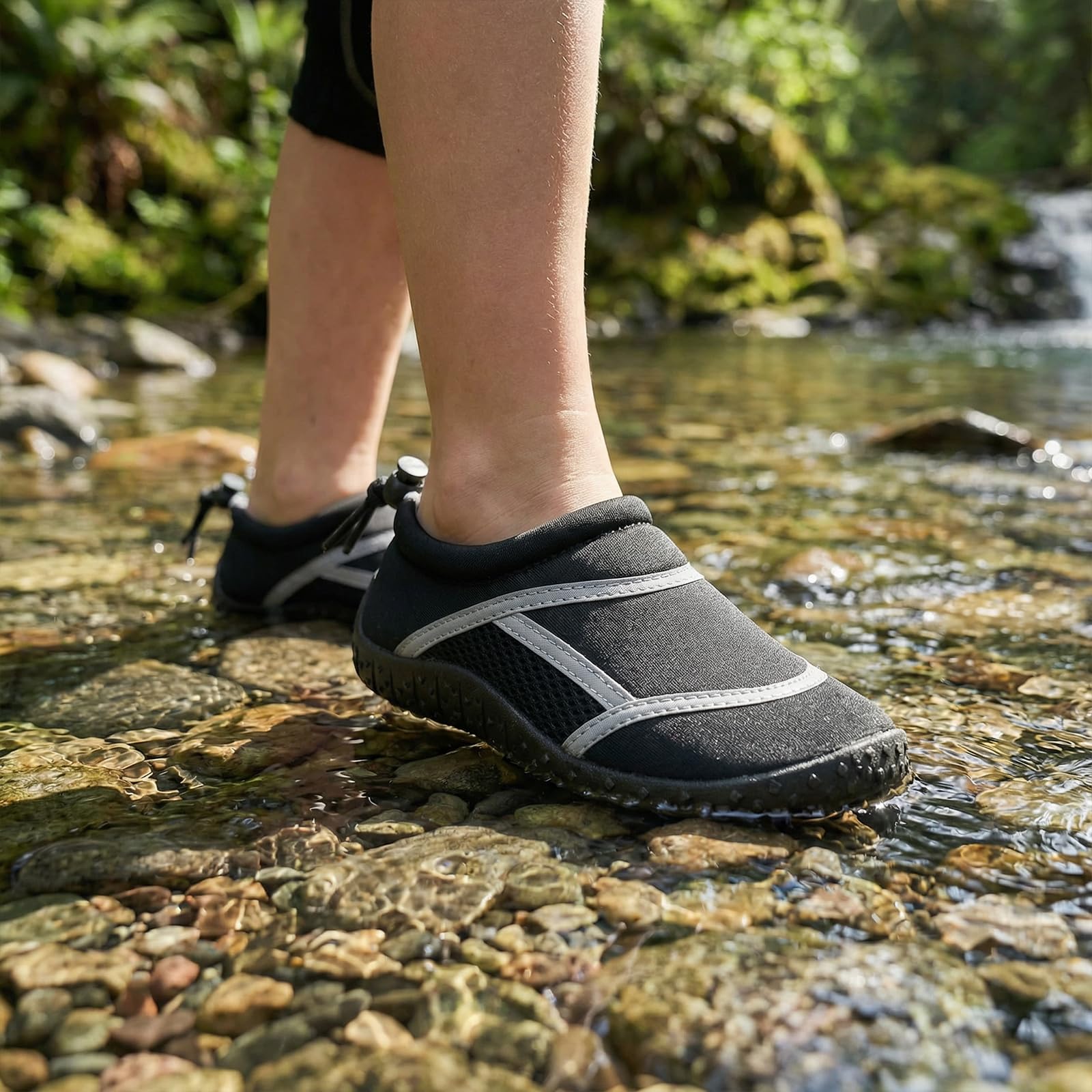 HKR Dziecięce buty kąpielowe, buty do wody, buty plażowe, dla chłopców i dziewczynek, rozm. 28-38, czarny i szary, 29 EU