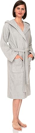 TowelSelections Womens Hooded Robe Cotton Soft Towel Bathrobe Terry Cloth Shower Bath Robes for Women XS to 3X