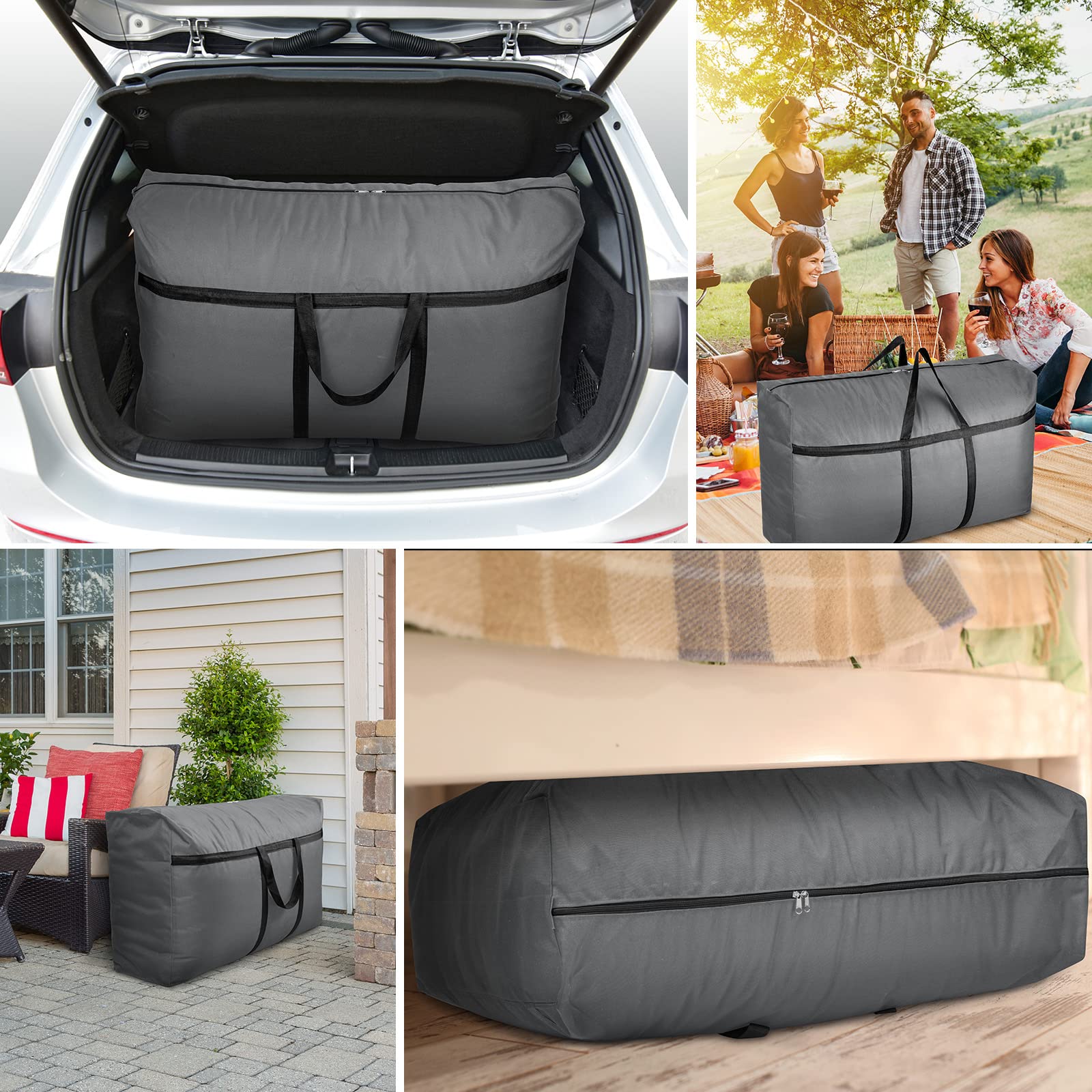 2 sacs de déménagement extra larges pliables avec double fermeture