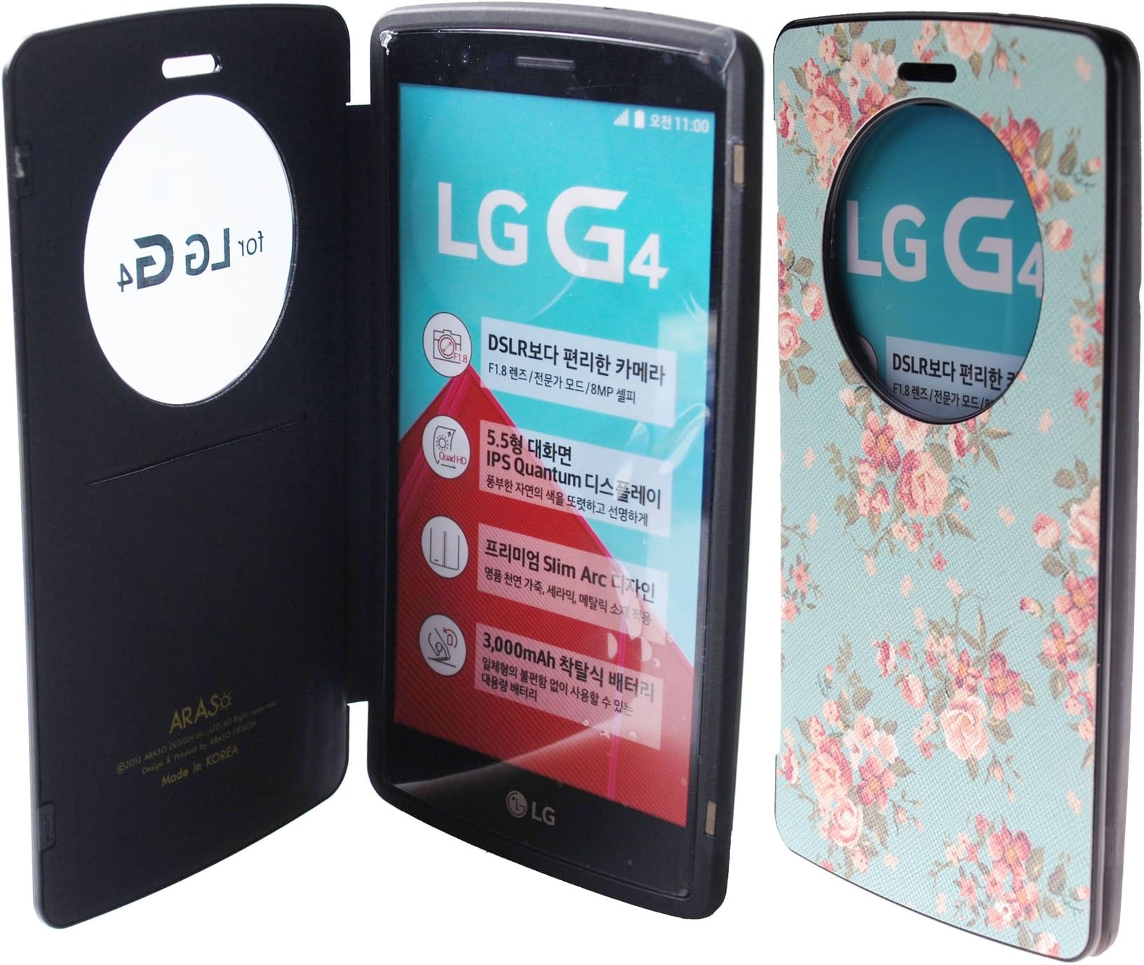 LG G4 Case,[Floral Mint] Window Open View Bumper Case G4 PU Leather Flip Cover Magnetic closure Anti Shock For LG G4 (Floral Mint)