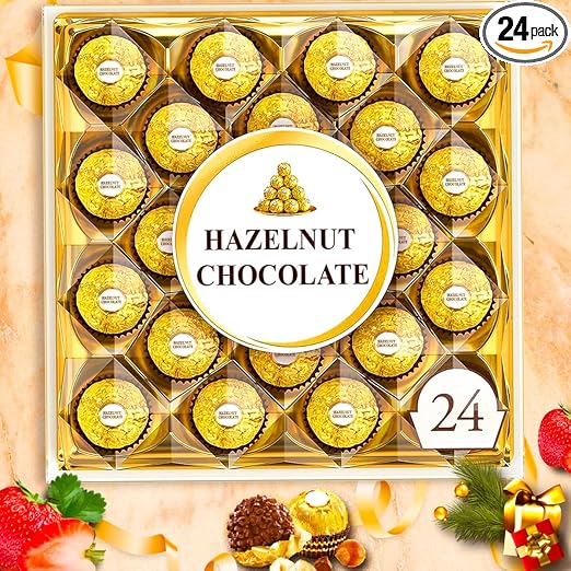 24 Pcs Premium Wrapped Chocolate Gift Packs | Celebration Gifts | Belgian luxury Gift | Chocolate Hamper Bouquet & Basket Box