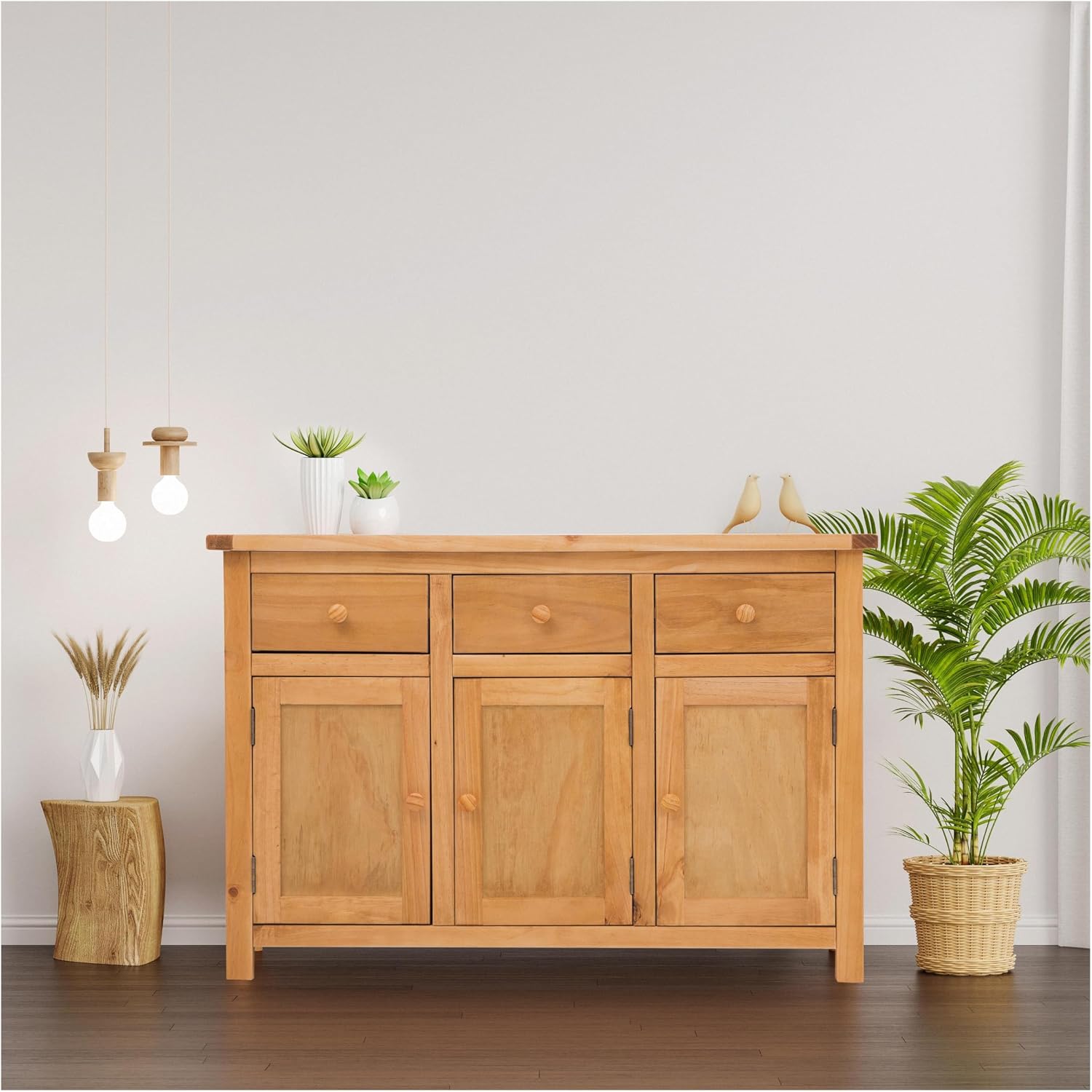 Solid Wood Long Sideboard Measuring 47" x 16" x 32" - MS405 (Natural/Waxed)