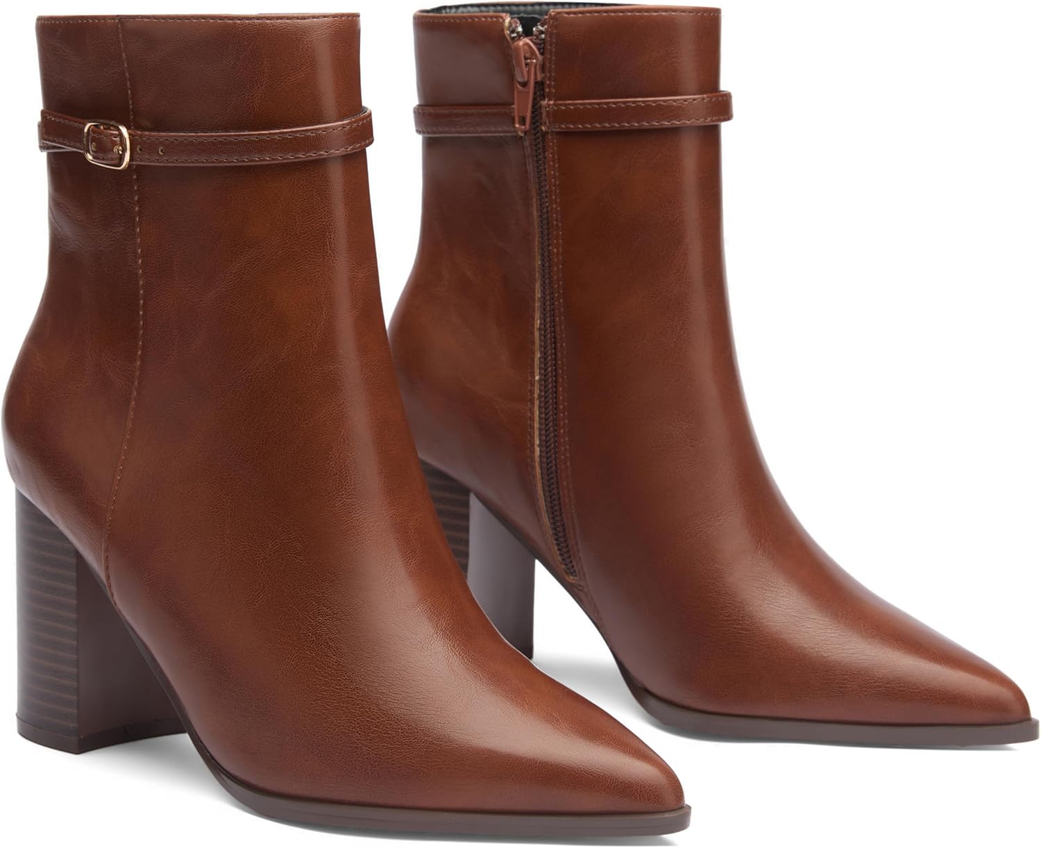 Women’s Pointed Toe Ankle Boots, Chunky Heel Fashion Chelsea Booties with Side Zipper, 3.2 Inch Block Heeled Dress Boot Comfortable for Fall Winter - Image 3