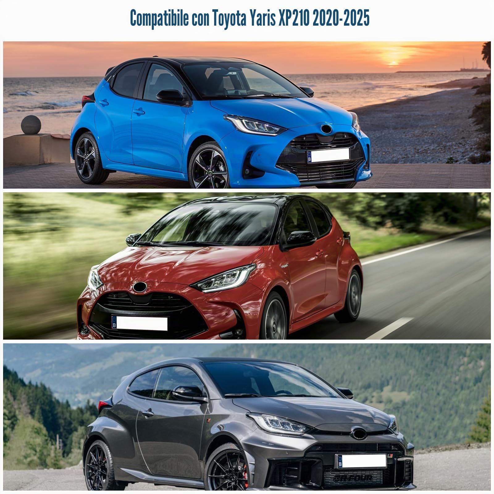 Parabrezza Auto Compatibile con Toyota Yaris XP210 2020-2025, 3 Pezzi Parasole Interna Auto, Visiere Impermeabile e Pieghevole