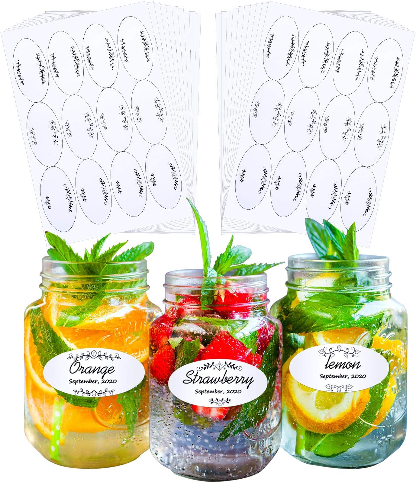 240 Pieces Oval Canning Stickers Flowers and Vines Canning