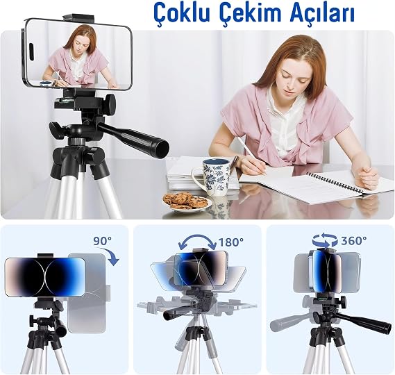 Infomax Phone Tripod – 33-110cm Foldable Tripod Phone Holder, 360° Swivel Head, Bluetooth Controlled Selfie Stick, iOS/Android Compatible, Available with Camera and GoPro