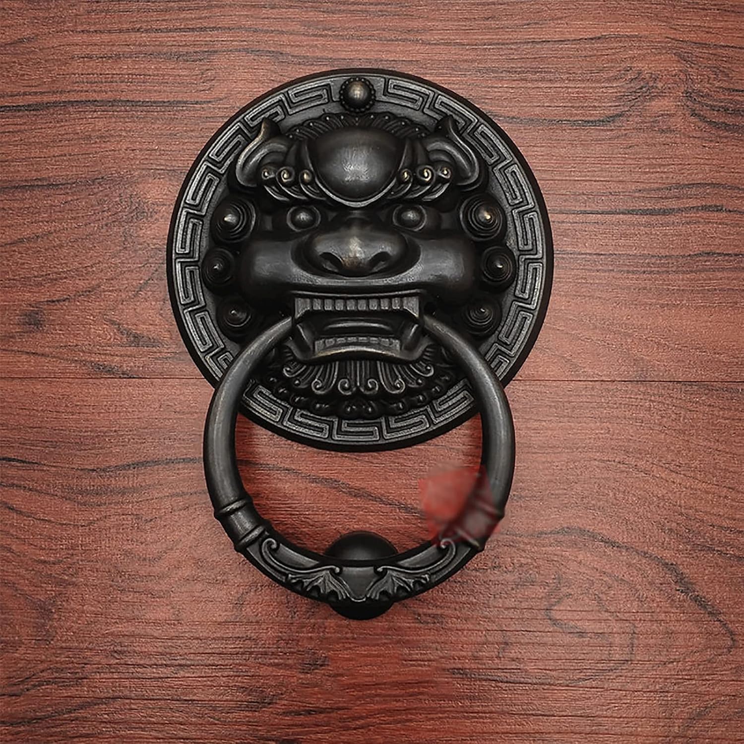 1 × Antique Black Brass Door Knocker Vintage Gate Knob Handle Pull Door Accessories for Front Door Garden Easy Installation (Size: 16cm) (16cm)