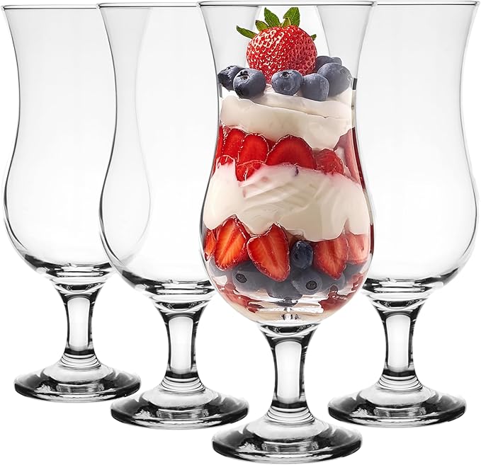 Glasmark Krosno Gläser Cocktailgläser Set Longdrink Cocktail Gin Bier Wasser Longdrinkgläser Cocktailgläser Trinkglas Wasserglas Glas Smoothie Dessert Spülmaschinenfest Transparent 4 x 420ml