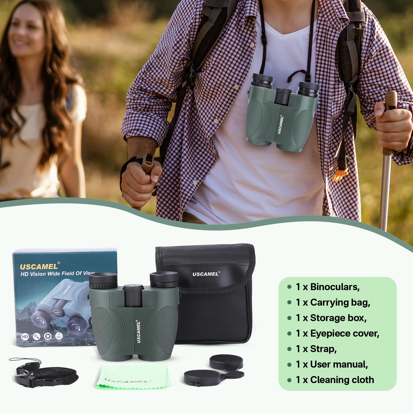 Jumelles Adultes Puissante, HD avec Prisme BAK4 et Objectif FMC Portables Télescope Astronomiques Petites Jumelles pour Enfants Compactes 12X25 Théâtre et Concerts Jeux de Sport
