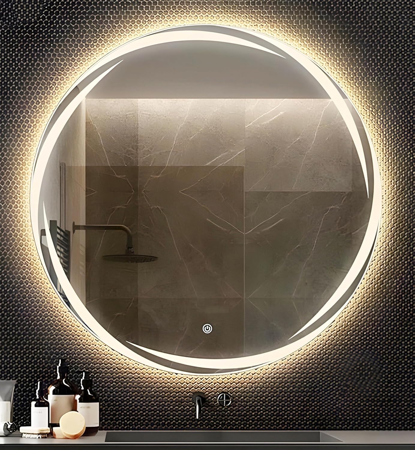 ARC homes Wall Mounted Backlit Digital Led Mirror with Touch Sensor 3 Light Mode (18 x 18 Inch) | Bathroom Mirror with Led Lights A-image-1