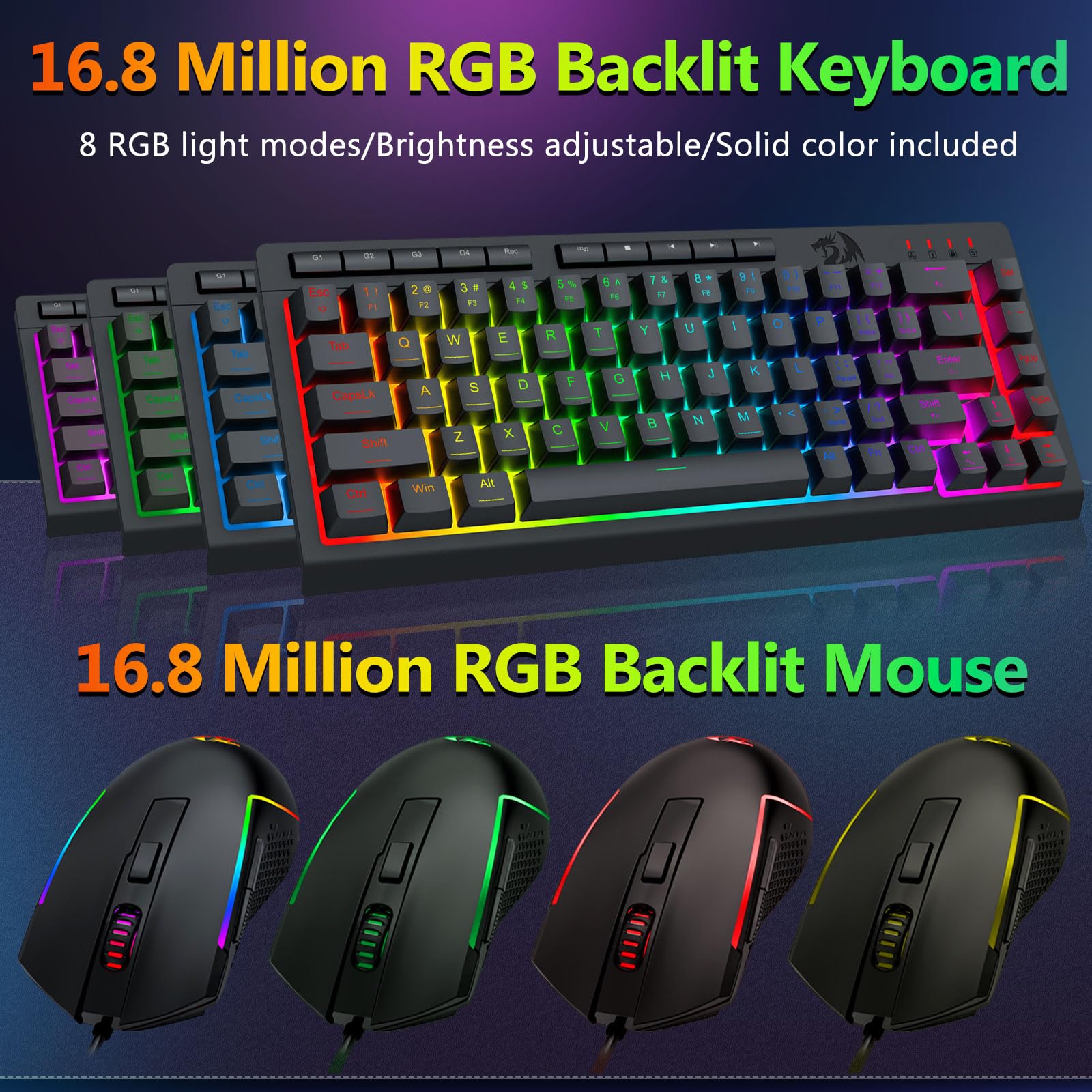 Redragon Combo tastiera e mouse da gioco cablati S157