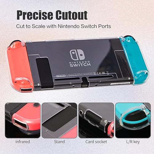 Miniatura 5 de Switch Clear Case, Dockable Protective Hard Cover Case for Nintendo Switch and Soft TPU Grip Case for Joy-Con with Tempered Glass Screen Protector