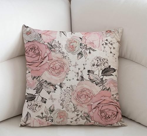 Miniatura 5 de Swono Nature Misty - Funda de cojín de lino y algodón para el hogar, oficina, decorativa, para sofá, sala de estar, cuadrada, 18 x 18 pulgadas