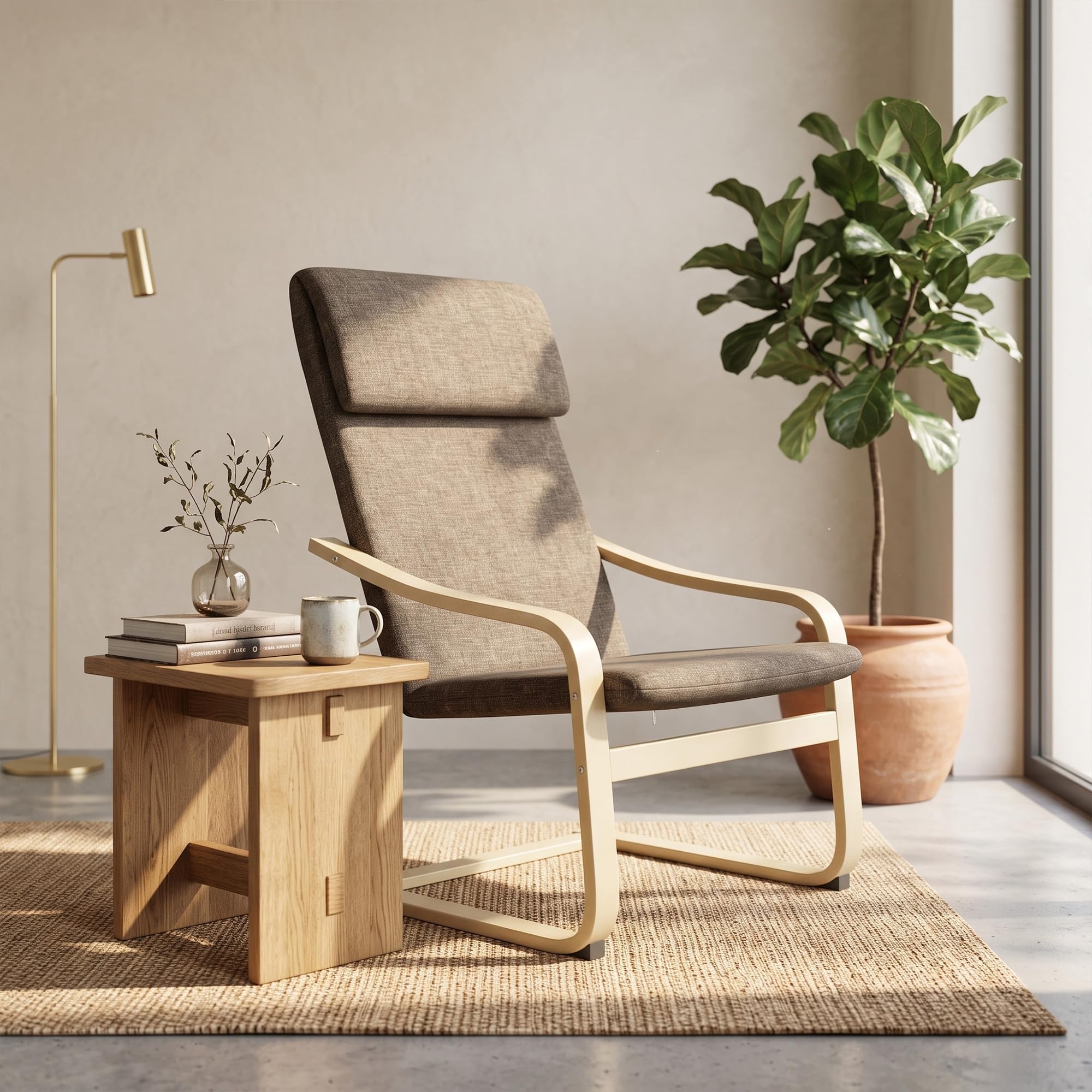 HOMCOM Relaxstuhl, mit Kopfkissen, Schwingsessel, 65 x 79 x 98cm, Braun
