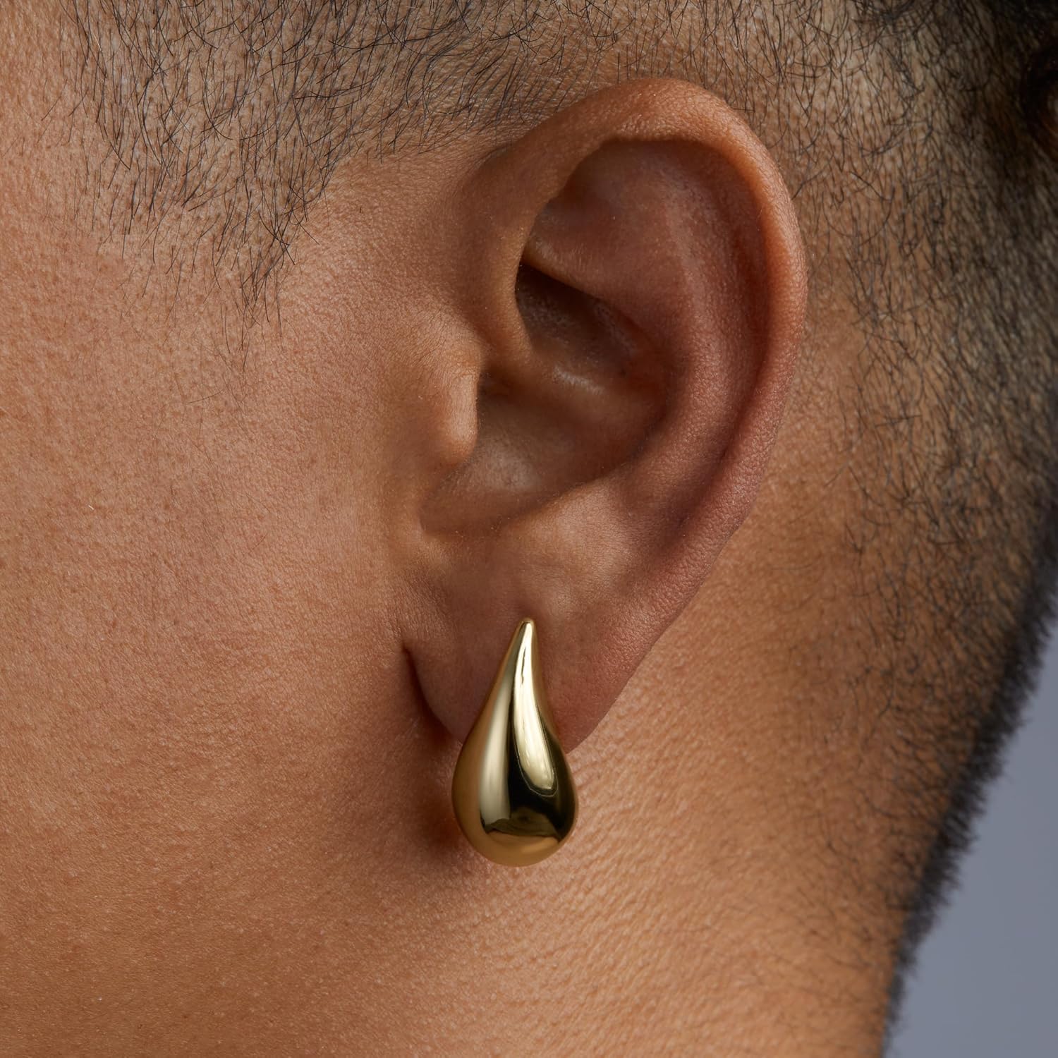 Milla Chunky Gold Hoop Earrings or Silver Teardrop Earrings for Women, Lightweight Hollow Water Drop Earrings - Designer Dupe Jewelry - Image 2