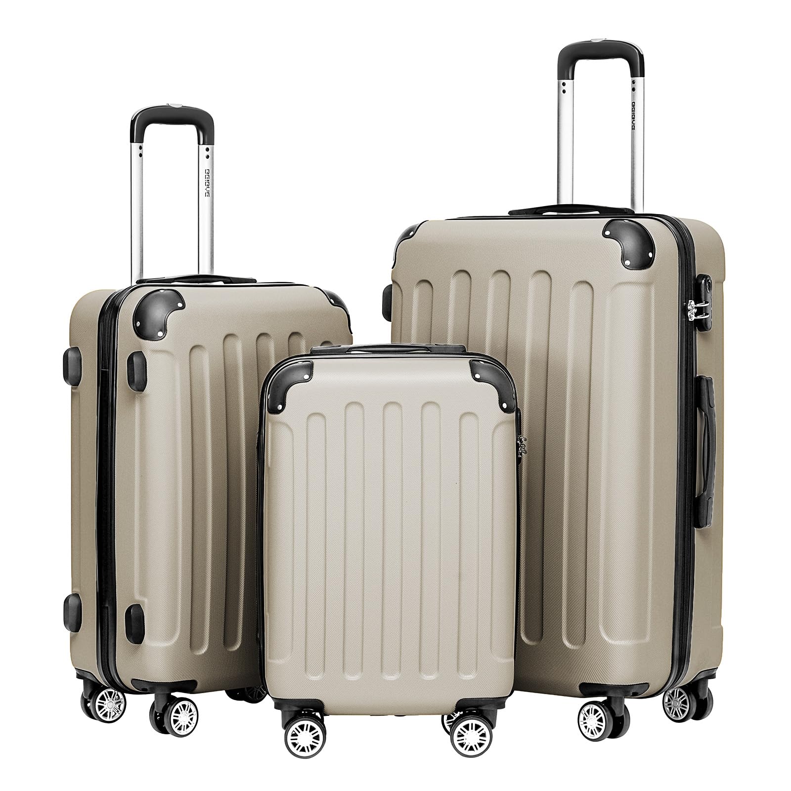 BEIBYE 2045 Kofferset 3-teilig Hartschale, Reisekoffer Set mit 4 Zwillingsrollen und Zahlenschloss, Trolley Koffer XL L M, Hartschalenkoffer in 20 Farben
