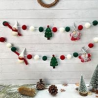 Vista 1 de pinkblume Guirnalda de Navidad de fieltro de lana, muñeco de nieve de lana, árbol de Navidad, bandera de Papá Noel, guirnalda de pompones