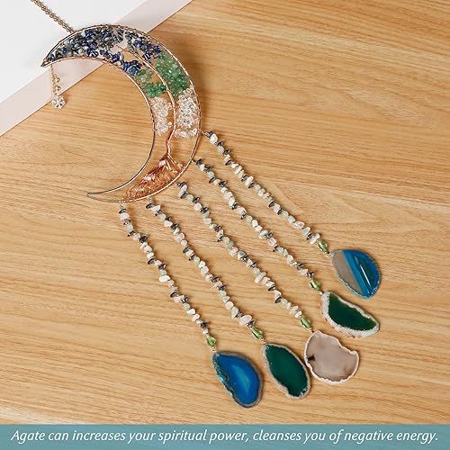 Miniatura 6 de Atrapasueños con piedras preciosas de ágata, árbol de la vida de 7 chakras, atrapasueños con piedras de cristal arcoíris, decoración de pared hecha