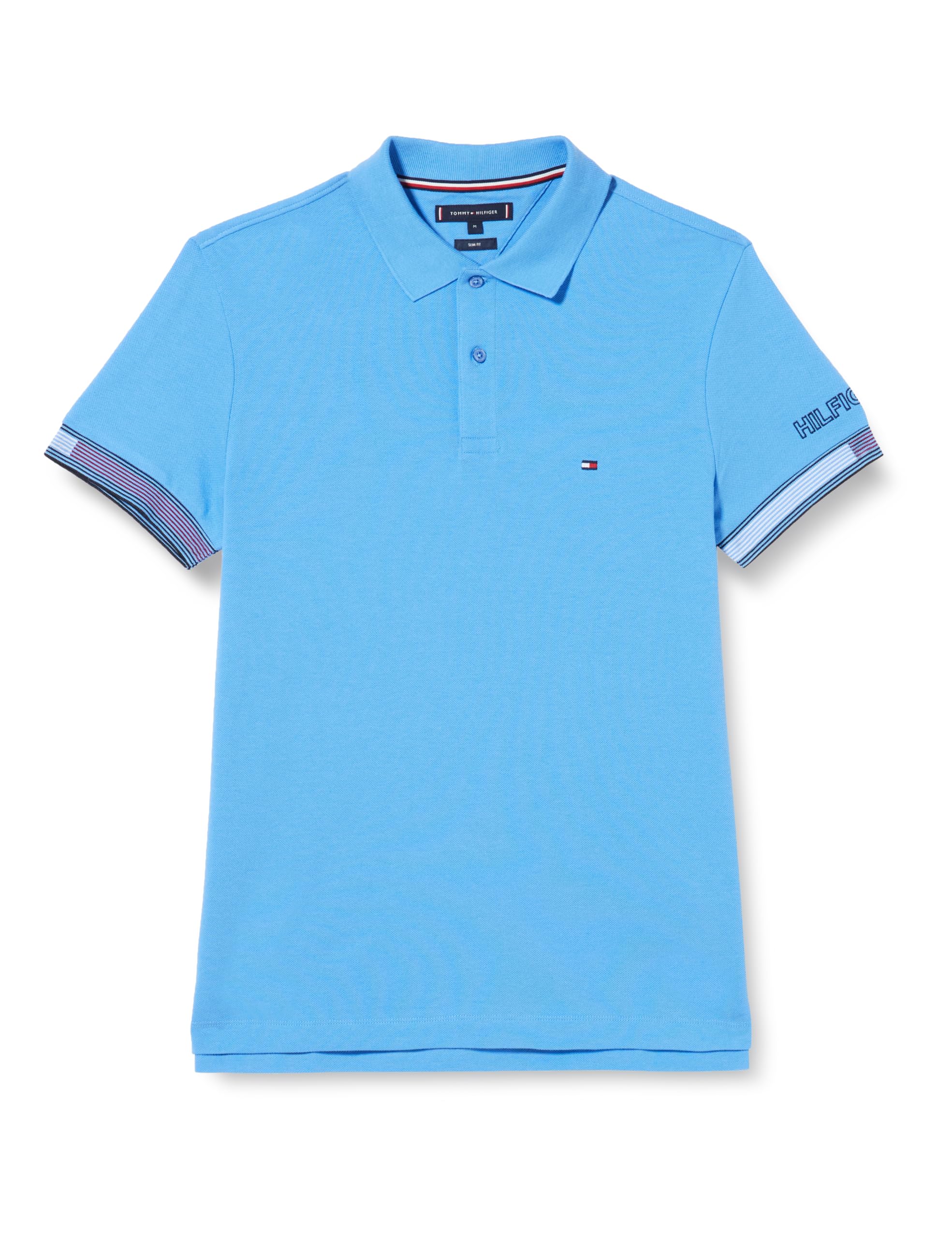 Tommy Hilfiger Hombre Polo de Manga Corta Slim Fit, Verde (Faded Olive), M