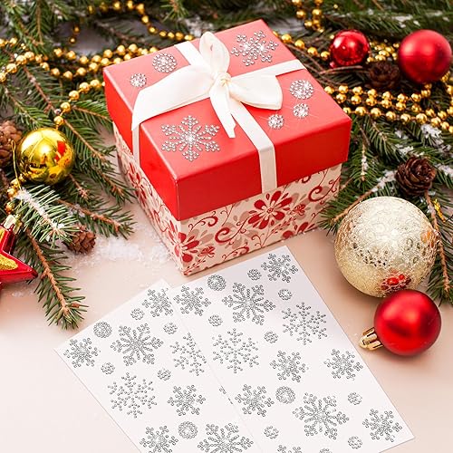 Miniatura 9 de 4 hojas autoadhesivas de cruz con purpurina y diamantes de imitación de cristal para decoración de Navidad, manualidades, ventana de vacaciones,