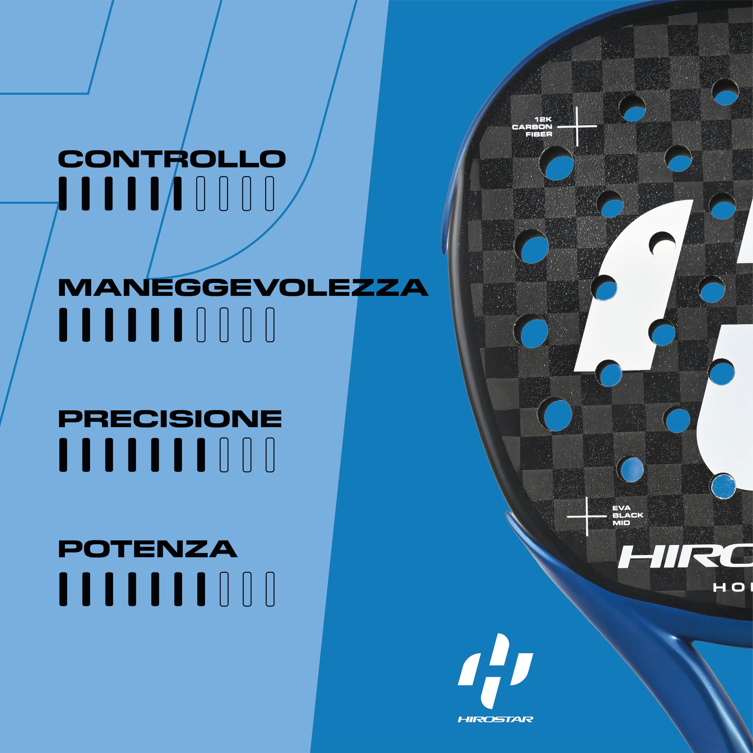 Racchetta Padel Horizon 2025 | Racchetta da Padel Con Forma a Diamante, 100% Carbonio 12K, Bilanciamento Alto, Peso 360g - 375g