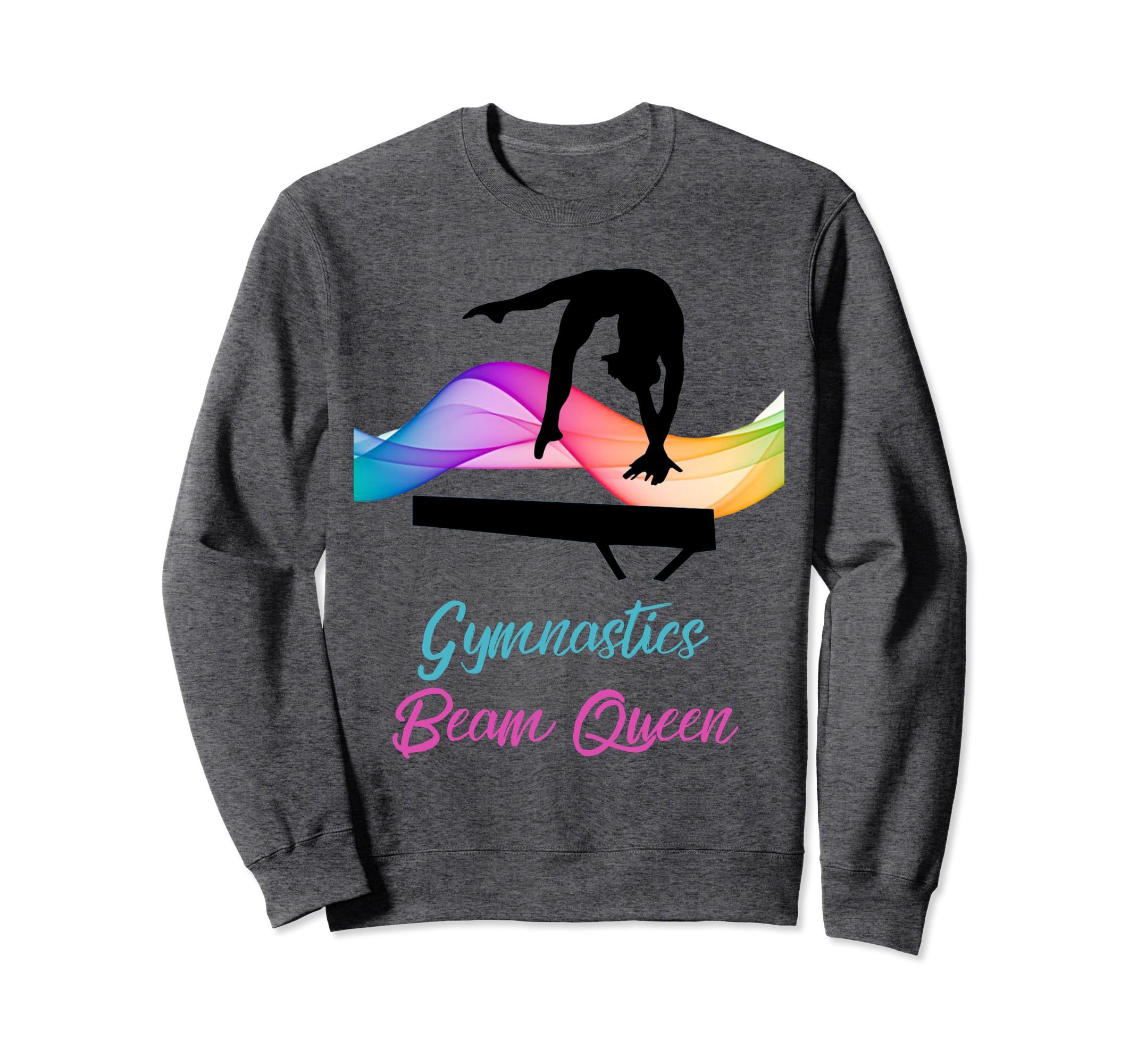 Gymnastics Beam Gymnastic Swirl Queen Gymnast Girl Pink Aqua Sweatshirt, Blue