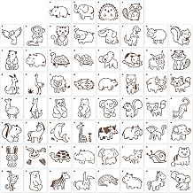 MWOOT 60 Pcs Cute Animals Painting Stencils,Waterproof Drawing Templates for DIY Canvas Fabric Wall Decors Art Set,Reusable Plastic Stencil for DIY Lovers Painting Supplies 7.6x7.6 cm
