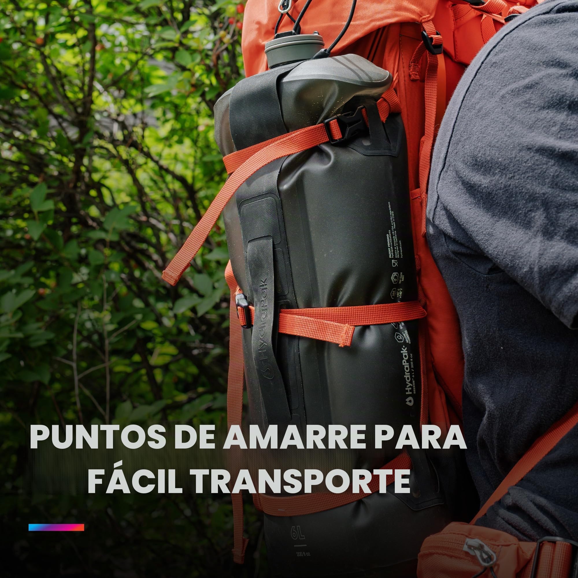Hydrapak Seeker - Bolsa de Agua Plegable (10 L), sin BPA ni PVC, Color Gris