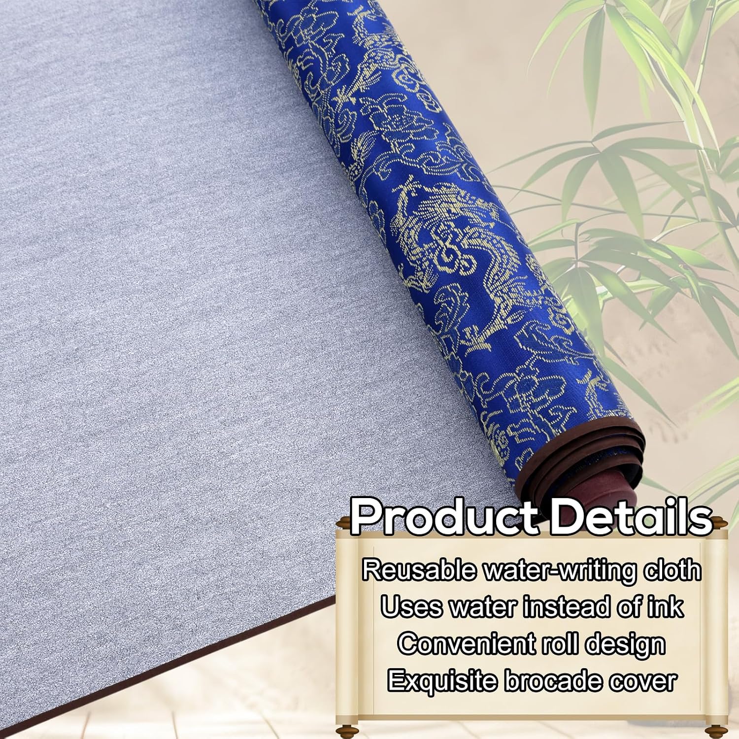 2pcs Magic Canvas Paint with Water, Reusable Calligraphy Cloths Magic Drawing Supplies No Ink or Paper Waste for Chinese Calligraphy Practice & Ink Painting