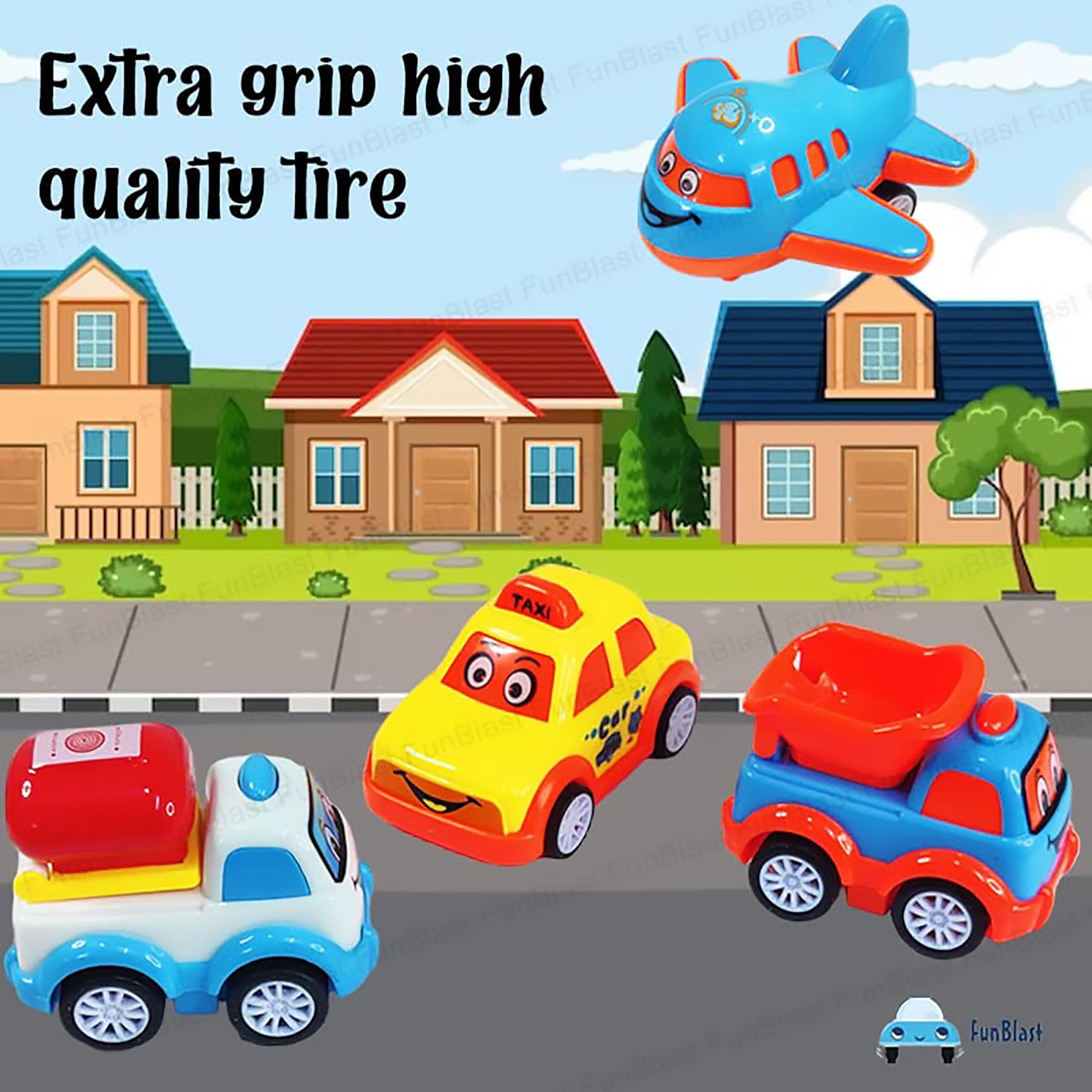 FunBlast Kids Pull Back Vehicles, Push and Go Crawling Toy Car for Kids & Children (Set of 7 Pcs) - Made in India - Multicolor - Image 6 thumbnail