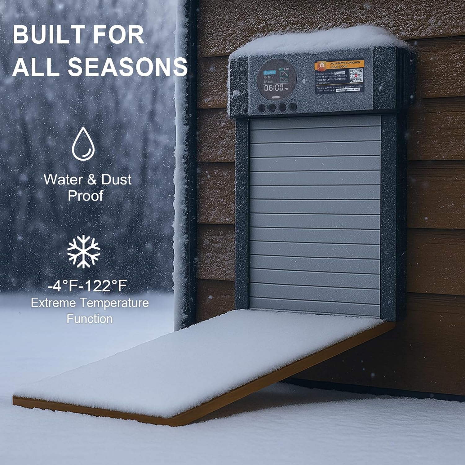 Automatic Chicken Coop Door – Solar-Powered with Light Sensor, Timer & Manual Mode, Dual Anti-Pinch, Weatherproof - 5