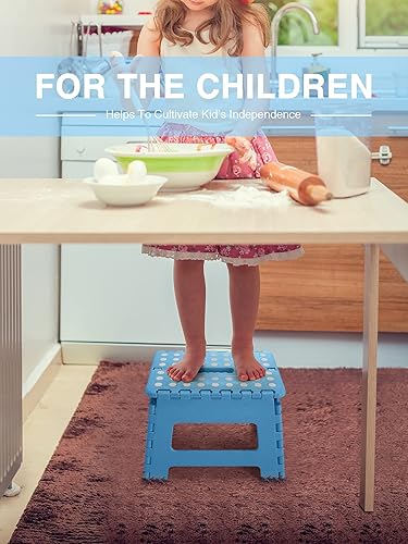 Miniatura 4 de Dyforce Taburete plegable antideslizante  Taburete plegable resistente de 9 pulgadas de altura para niños, taburete pequeño para campamento, color