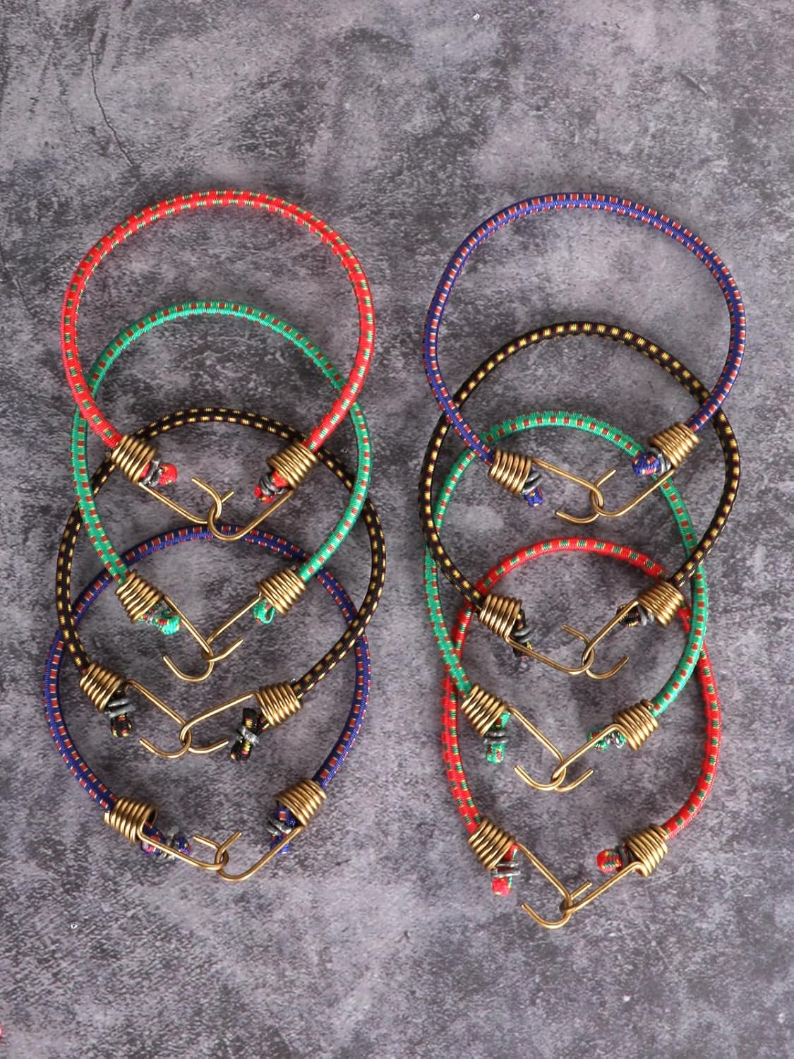 8-Pack Small Bungee Cords with Hooks, Adjustable Mini Bungee Cords for Securing Gear on Car Roof Racks, Bikes, RVs & Camping