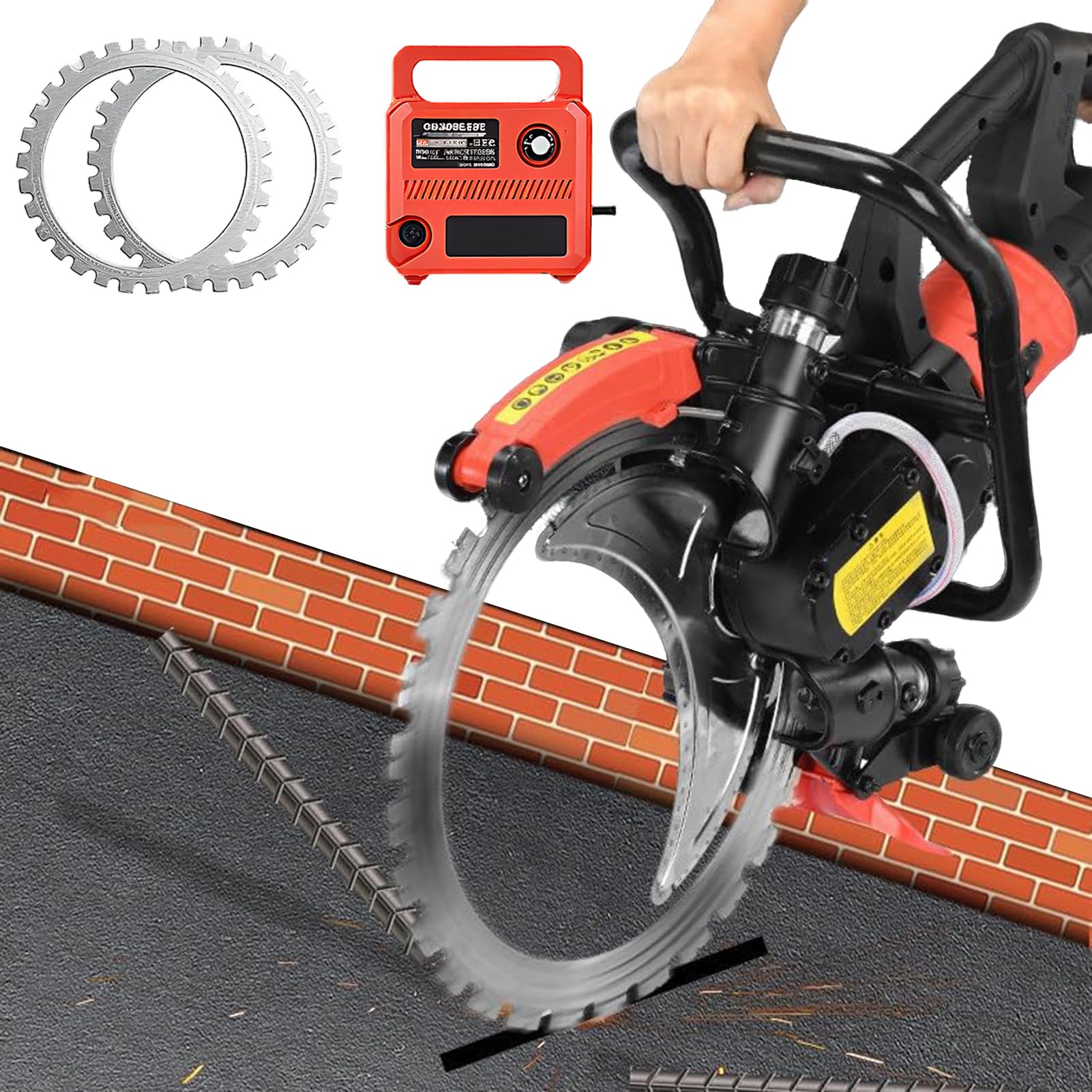 FHRKA 8980W/9500W Electric Circular Saw, 16inch Wall Chaser, 11.4" Cutting Depth and 2 Saws Blade Concrete Ring Saw (Brushless 9500W)