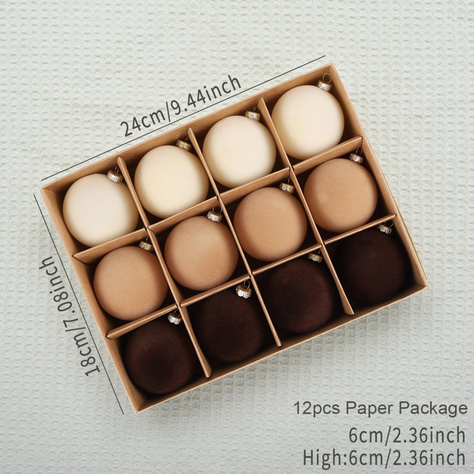 Maritown Velvet Christmas Ornaments Balls 12 Pcs 2.4 Inches Flocked Plastic Shatterproof Xmas Ball Holiday Party Hanging Decorations for Christmas Tree Home Office Decor