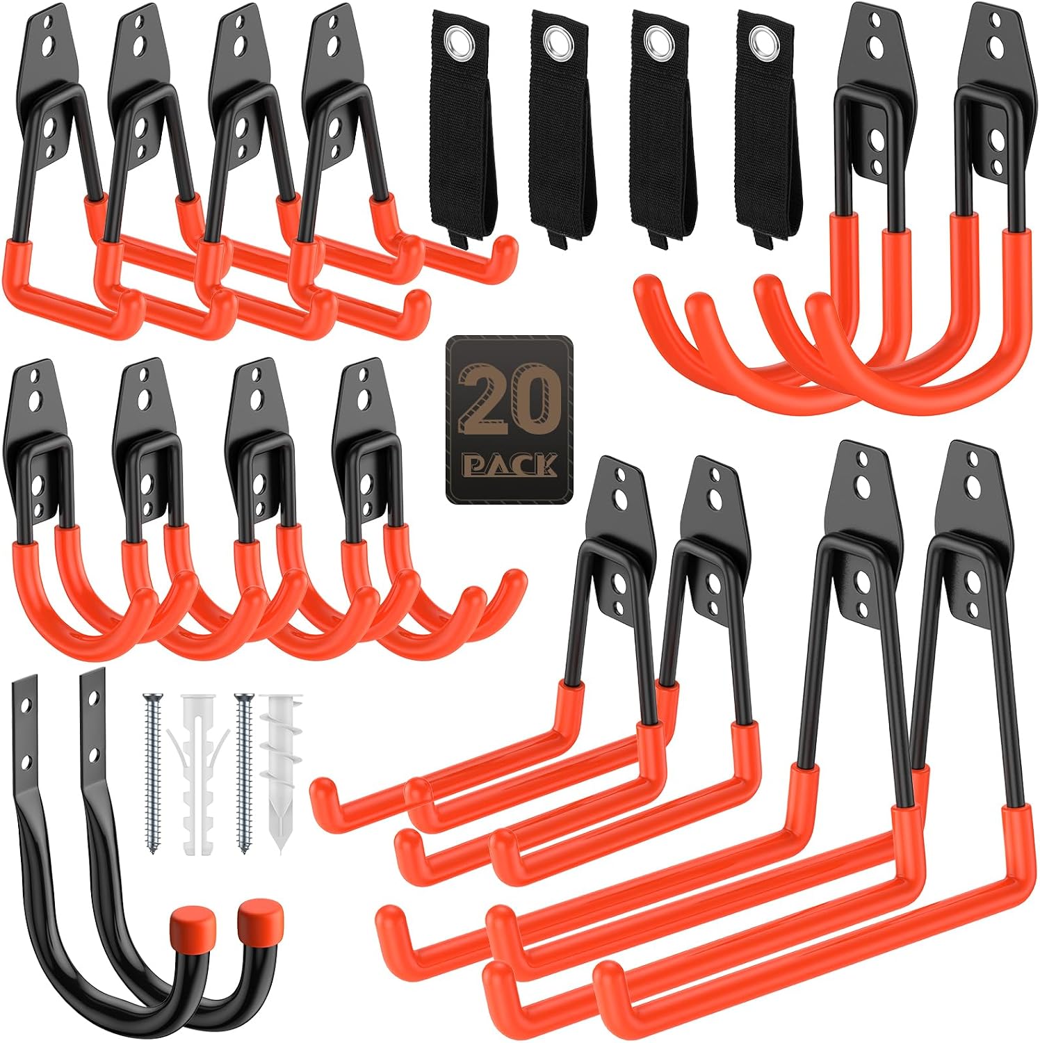 Heavy Duty Garage Hooks for Storage & Hanging Items, 20-Pack
