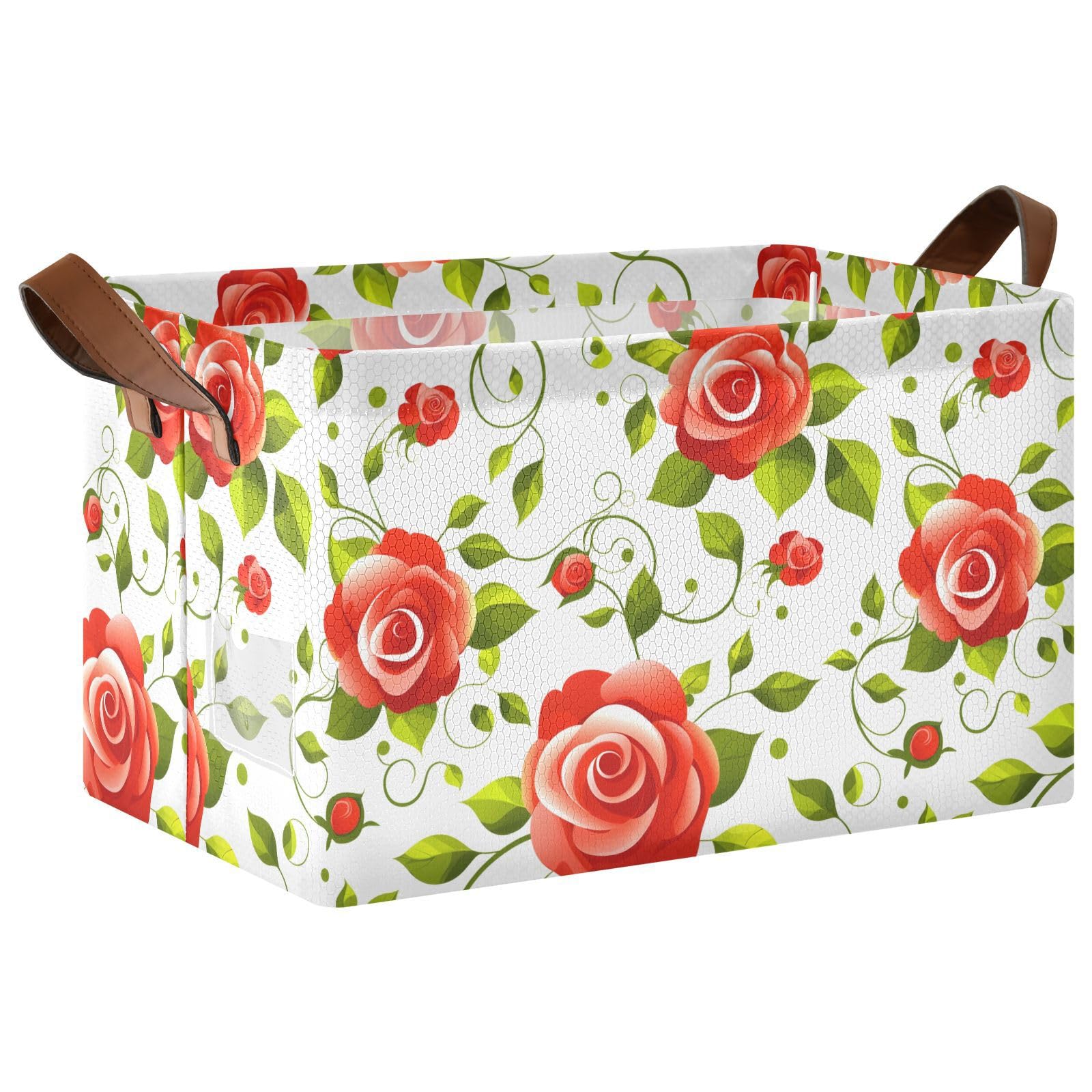 Boîte de rangement pour étagères design feuilles rouges pour organiser la chambre à coucher