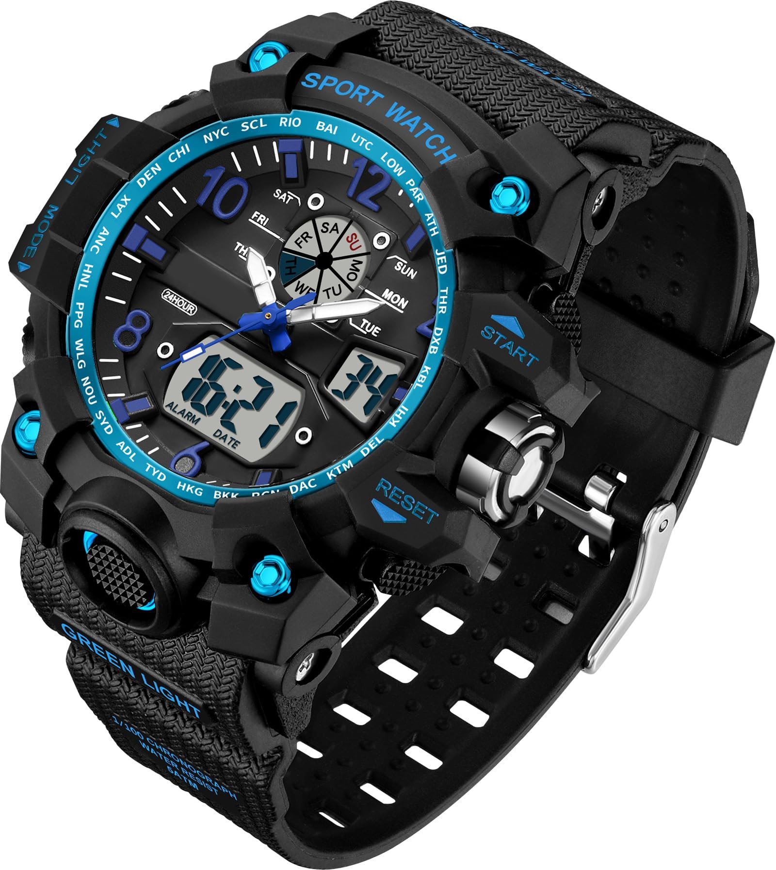 Reloj de pulsera digital deportivo para mujer, resistente al agua, 5 ATM, reloj digital para niños, analógico, digital, deportivo, LED, multifunción, con alarma, fecha, cronómetro, para exteriores