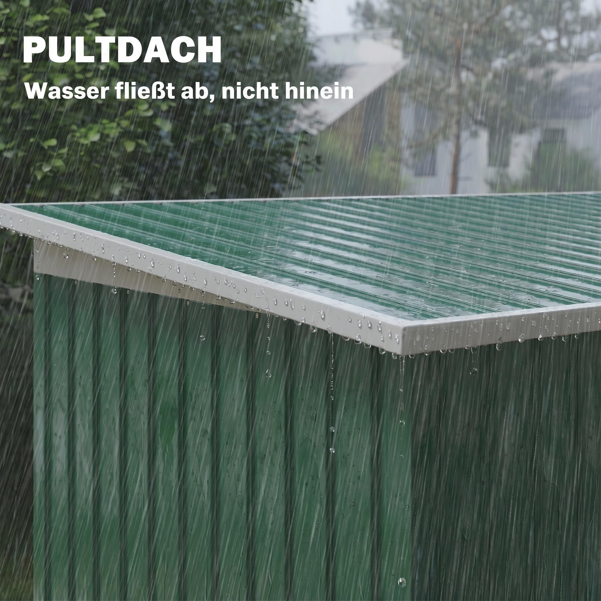Outsunny Metall Gerätehaus 6,3m³ 280x130x172cm Geräteschuppen mit Pultdach Schiebetür wetterfest Gartenhaus Outdoor Garten Schuppen Schrank für Hinterhof Außenbereich Anthrazit, Dunkelgrün