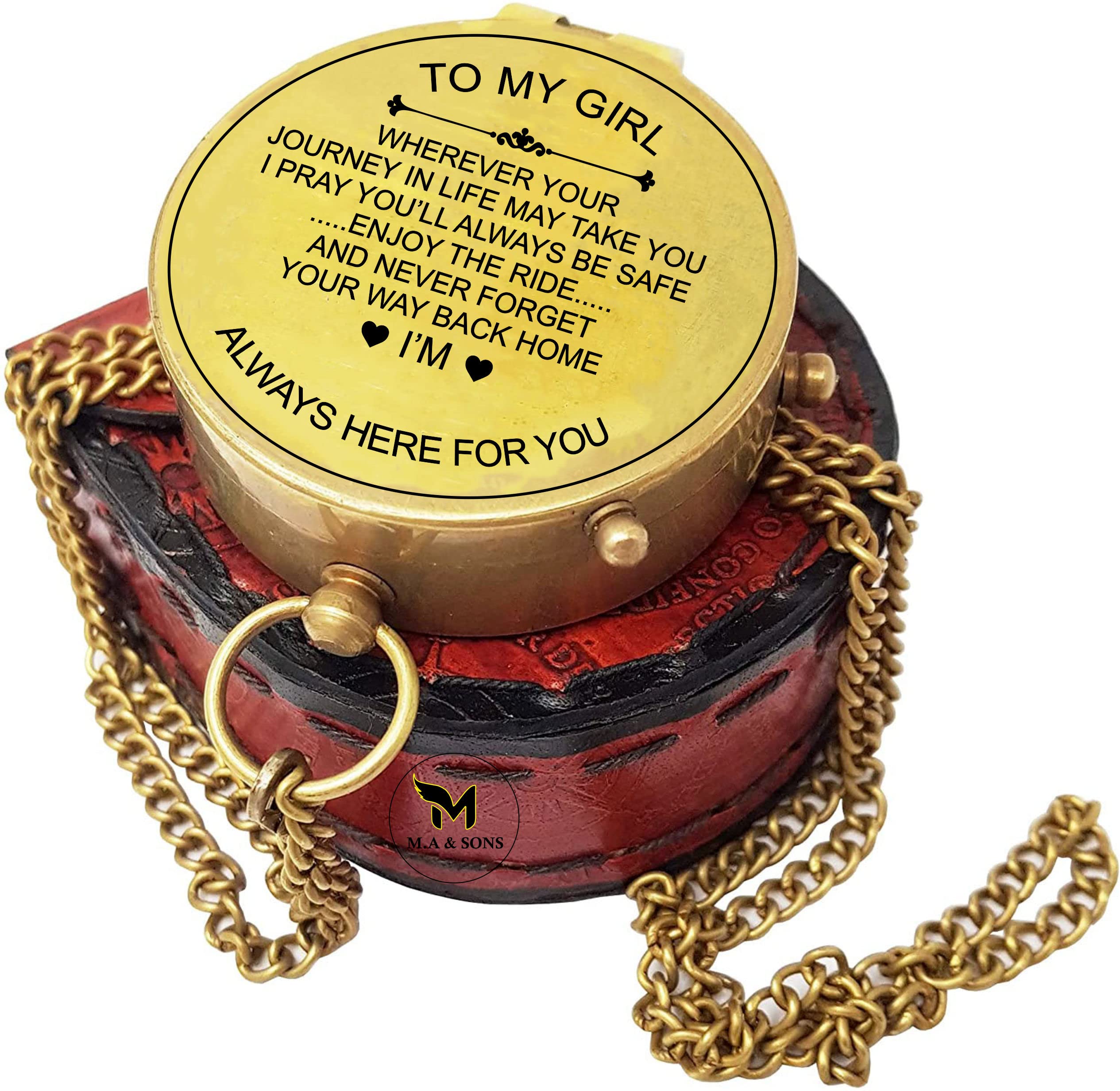 M.A & SONS Working Direction Compass Mom, Dad, Best Friend,Father,Girl,Son| Best Quotes Compass with Beautiful Leather Case (to MY GIRL) (B09RSWRRPD) Amazon Price History, Amazon Price Tracker