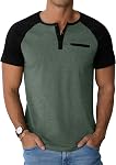 Sailwind Hommes Henley chemises manches courtes T-shirts occasionnels Bouton d'été T-Shirts avec poche