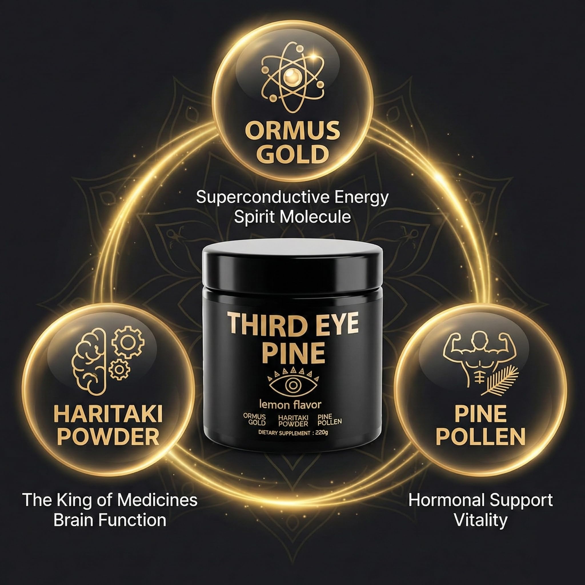 Third Eye Pine Powder Haritaki, Pine Pollen & Ormus 24k Gold Monoatomic | Wild Harvest, Broken Cell Wall, non-GMO, Vegan | Supports Detoxification, Pineal Gland Decalcification — Amazon image 7