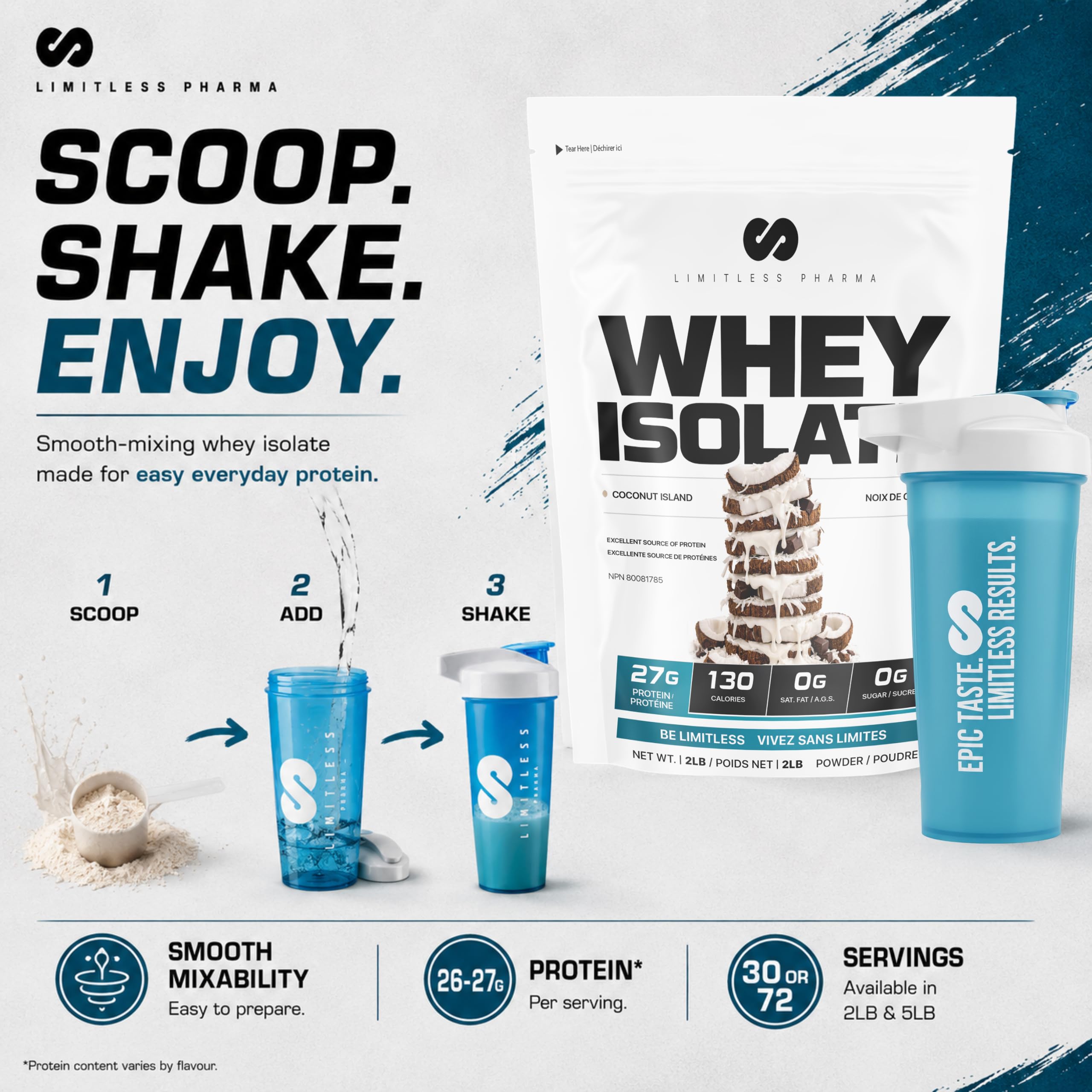 Limitless Pharma Pure Whey Isolate | High Protein Whey Isolate Protein Powder | 27g Protein, 6g BCAAs, Sugar Free, Gluten Free, Low Carb, Low Lactose | 30 Servings, 2LB (Double Chocolate) — Amazon image 7