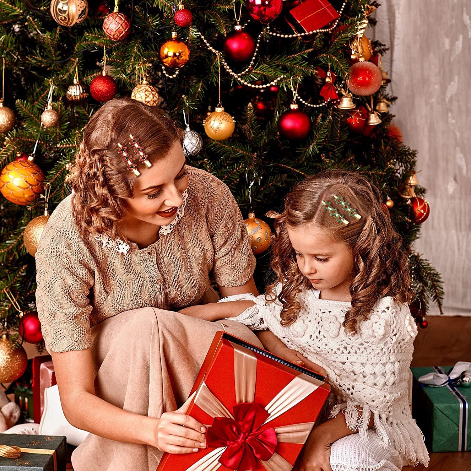 Christmas Snowflake Hair Clips Crystal Winter Snowflake Flower Alligator Hairpin Hair Accessories for Women Girls Holiday Parties Gift Multicolor - Image 5