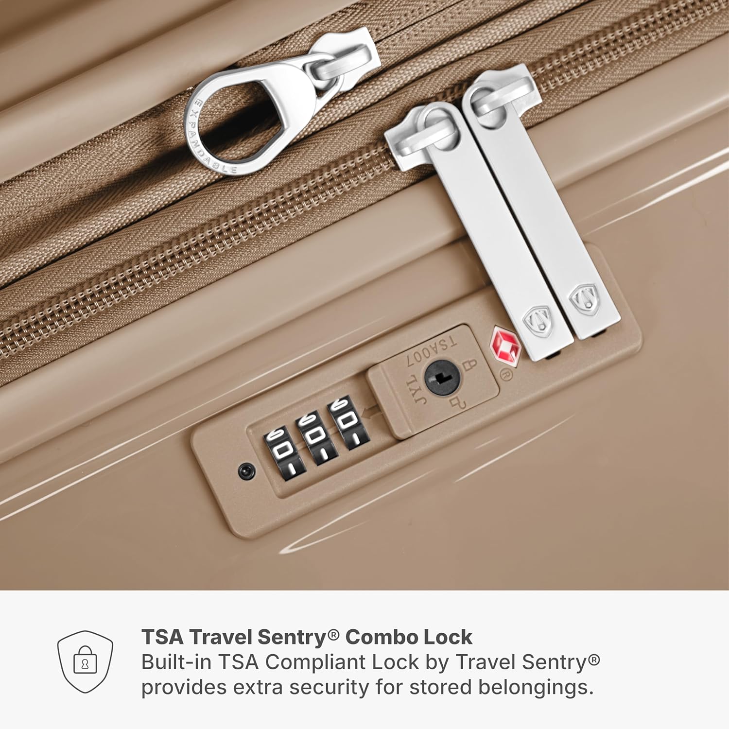 Traveler's Choice Edinburgh II Hardside Spinner Luggage, TSA Lock, Sand, 21" Carry-on