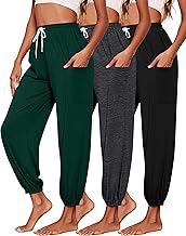 Riyiper 3 Pack Women's Sweatpants, Cozy Yoga Pants with Pockets Casual Harem Lounge Pants Athletic Drawstring Joggers