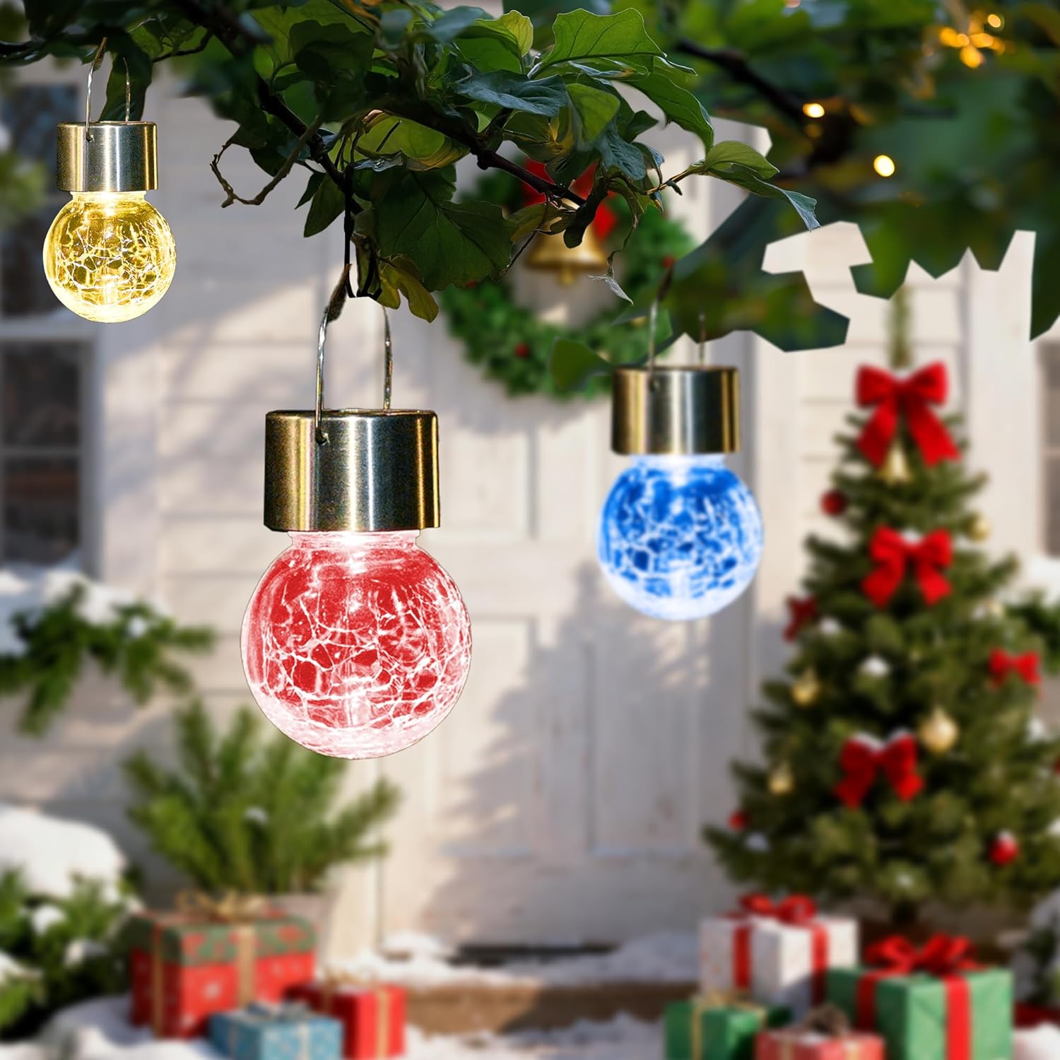 SOLPEX 12 Pack Solar Outdoor Lights Decorative, Hanging Christmas Decoration Solar Light Outdoor Solar Powered Waterproof Lights, Hanging Globe Light for Garden, Yard, Patio, Lawn(Color Changing) - Image 3
