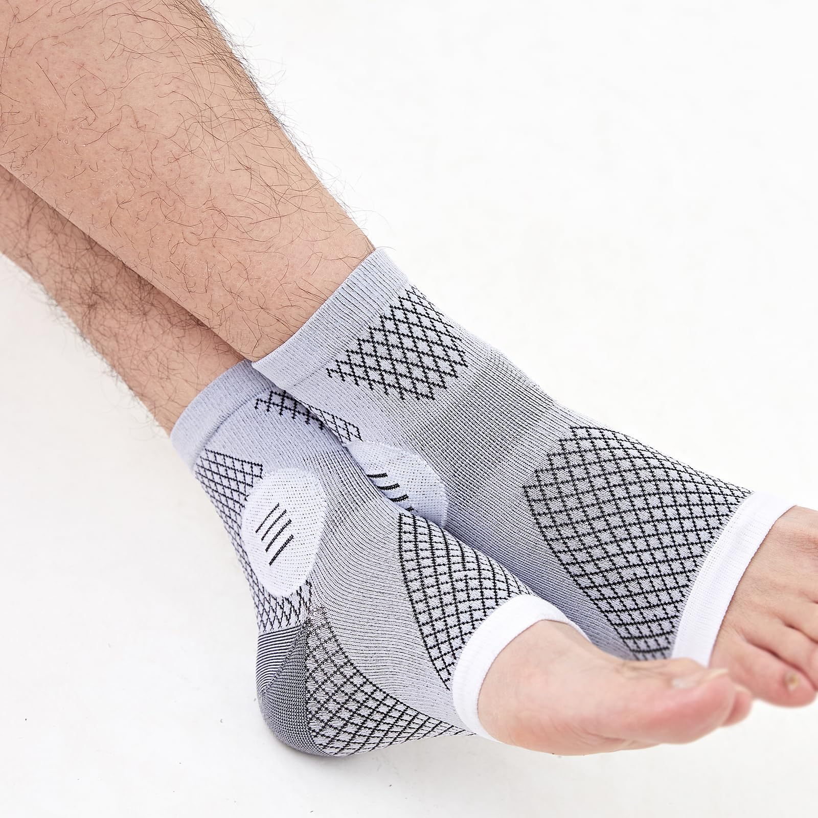 Chaussettes de compression sans orteils pour homme et femme - Chaussettes de soutien de cheville et de pied pour le sport, gris, XL Taille courte